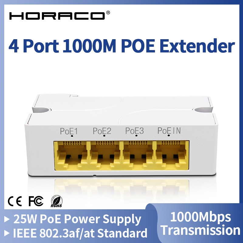 HORACO 4 Ʈ ⰡƮ POE ͽٴ 100/1000M Ʈũ ġ  IEEE802.3af/at PoE ġ ÷  ÷ NVR IP ī޶ AP